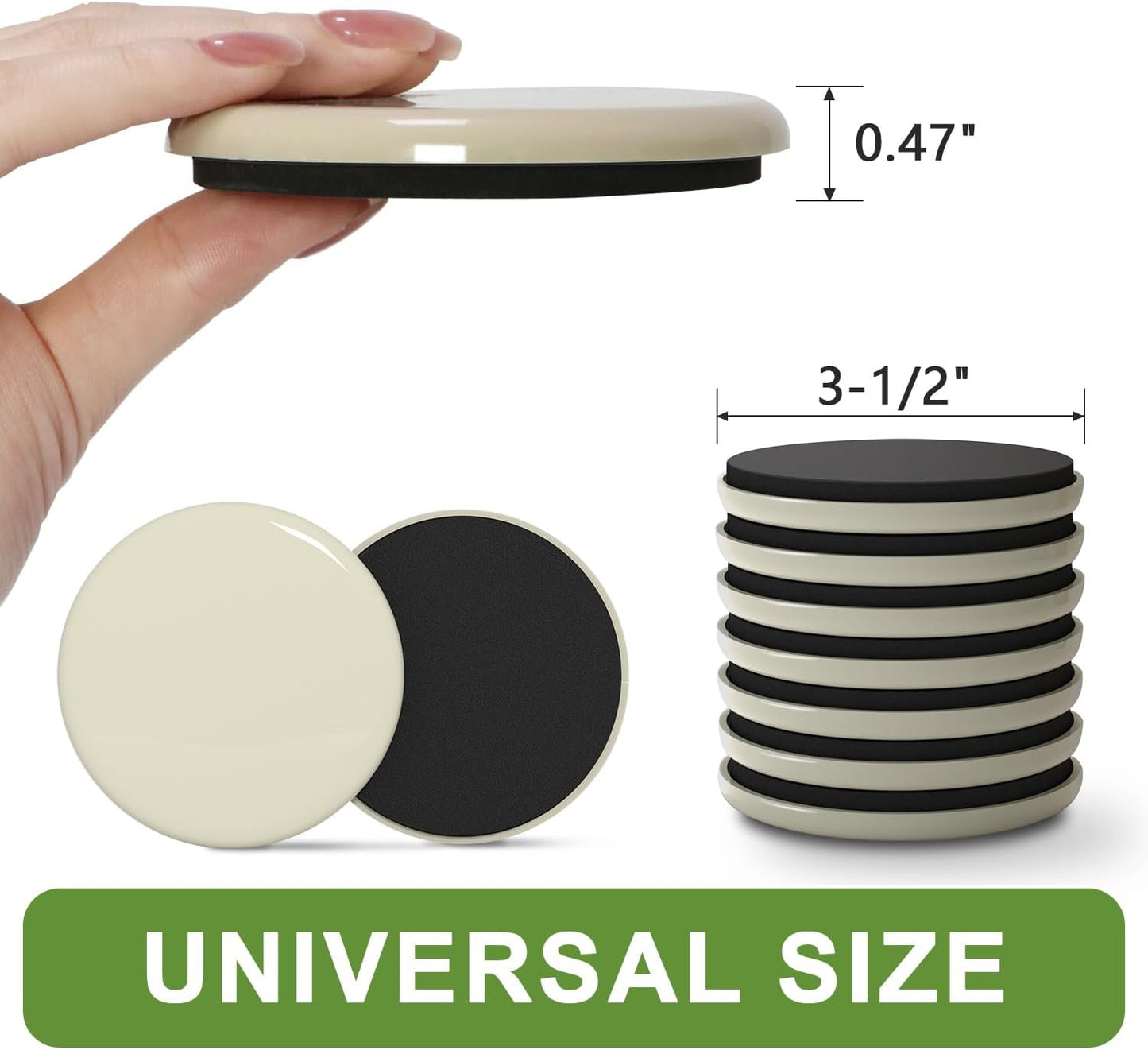 Furniture Sliders 20 PCS, Furniture Moving Sliders with 3M Adhesive for Carpets & Hardwood Floors, Chair Leg Floor Protectors, Move Your Furniture and Kitchen Appliance Easily - Beige