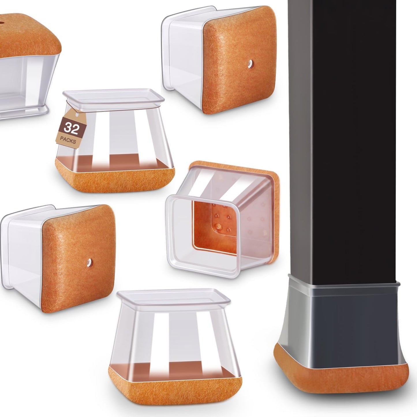 Chair Leg Floor Protectors Chair Leg Protectors for Hardwood Floors Felt Silicone Caps Strengthen Bottom Protection Non Slip Reduce Noise