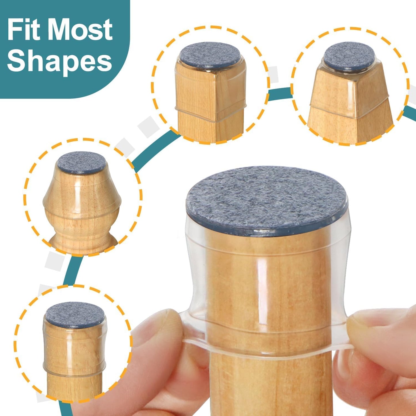 Caps Covers 24 Pcs Chair Leg Floor Protectors, Silicone Felt Furniture Leg for Hardwood Floors