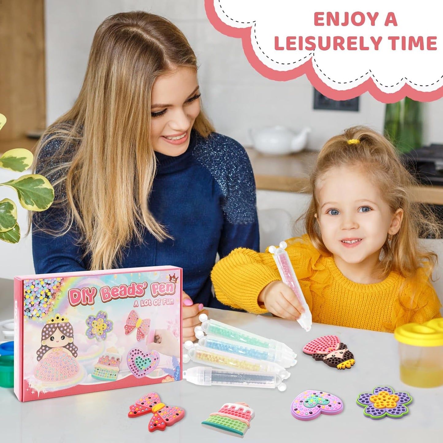 Bead Art Kits for Kids, Kids Painting Kits 5-8,Beads' Pen Arts and Crafts Kit for Ages 6-12,Bead Gem Painting Kit for Kids,Easy to DIY Mosaic Crafts Kit (Arts & Crafts)