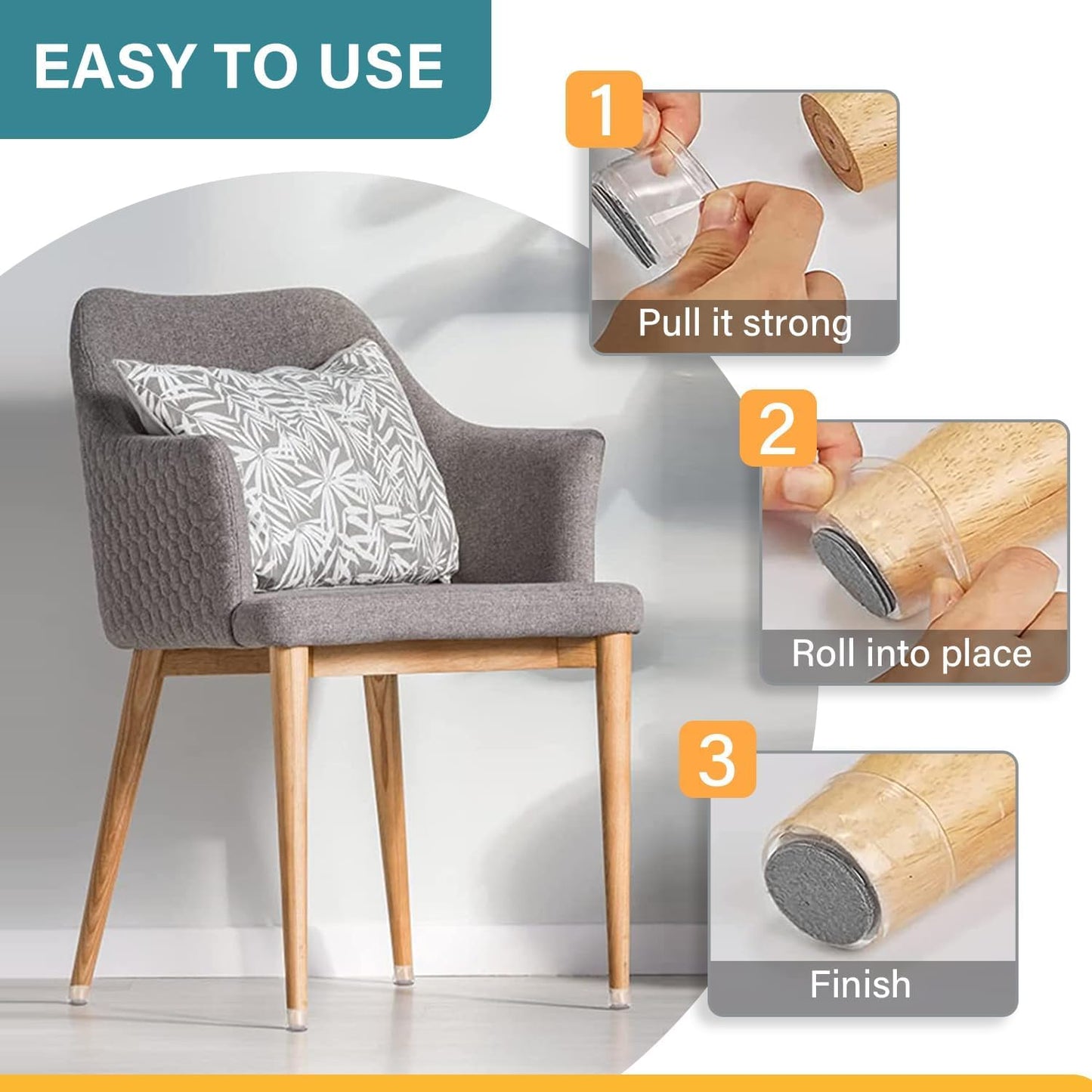 Caps Covers 24 Pcs Chair Leg Floor Protectors, Silicone Felt Furniture Leg for Hardwood Floors