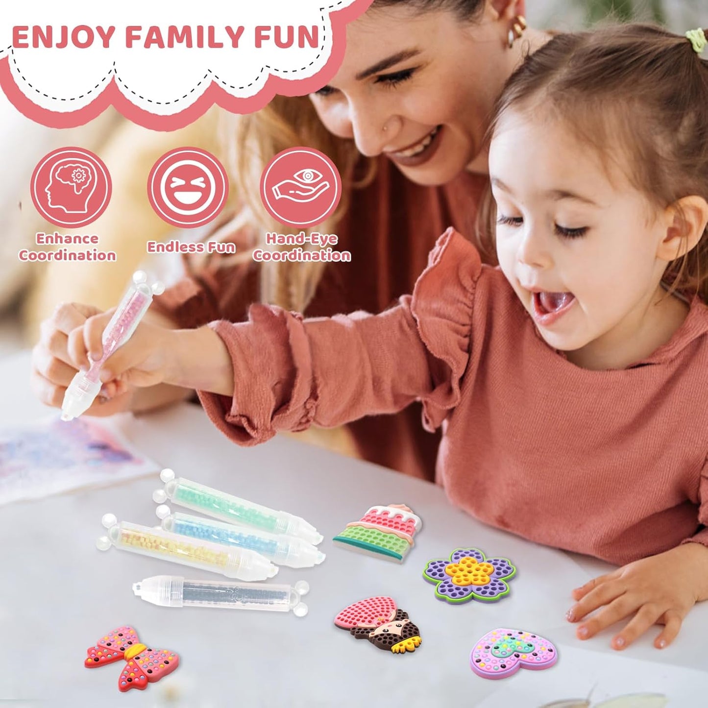 Bead Art Kits for Kids, Kids Painting Kits 5-8,Beads' Pen Arts and Crafts Kit for Ages 6-12,Bead Gem Painting Kit for Kids,Easy to DIY Mosaic Crafts Kit (Arts & Crafts)