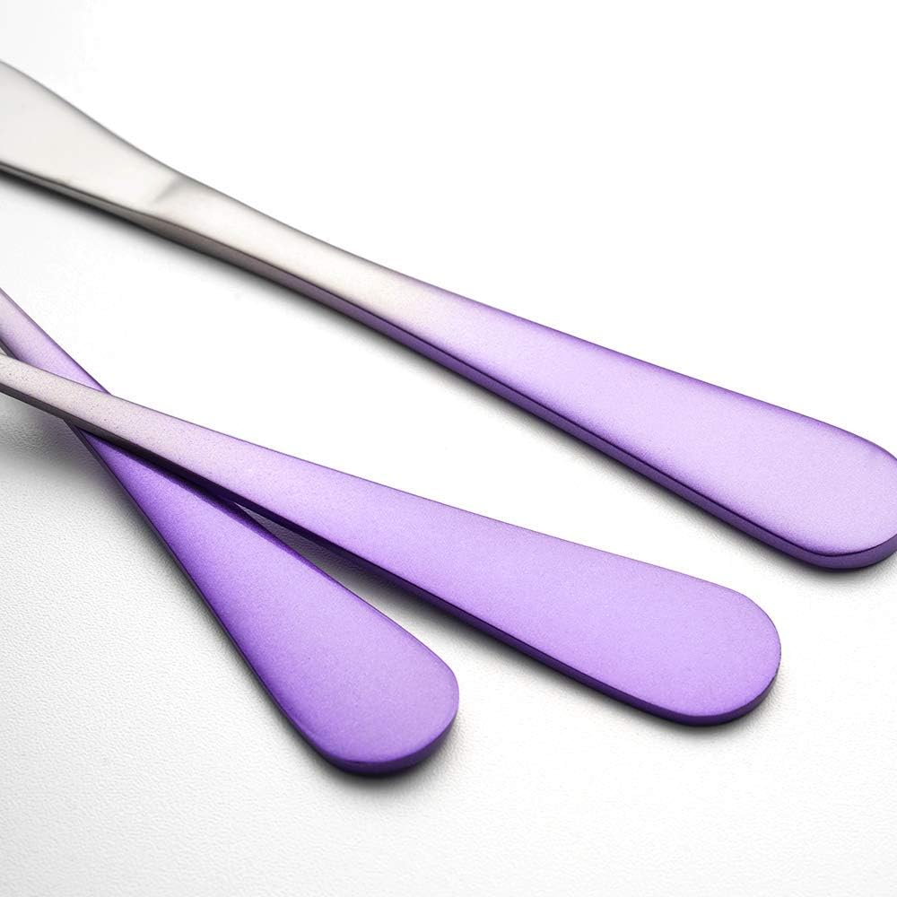 Travel Utensils Set with Case Reusable Portable Cutlery Set GICUNK Stainless Steel 8pcs Including Dinner Knife Fork Spoon Chopsticks straws (Gradient Purple)