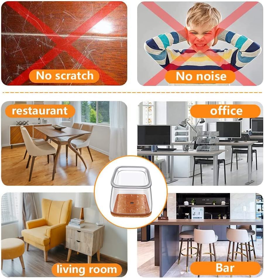 24 pcs Chair Leg Floor Protectors, Furniture Felt Pads Silicone Covers caps for Chairs,Chair Leg Protectors for Hardwood Floors
