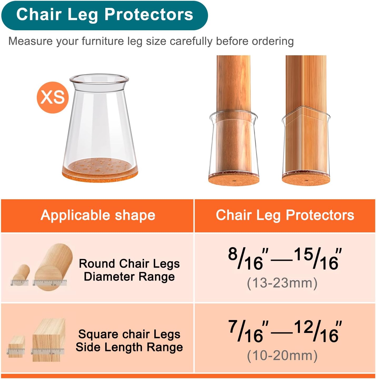 24 pcs Chair Leg Floor Protectors, Furniture Felt Pads Silicone Covers caps for Chairs,Chair Leg Protectors for Hardwood Floors