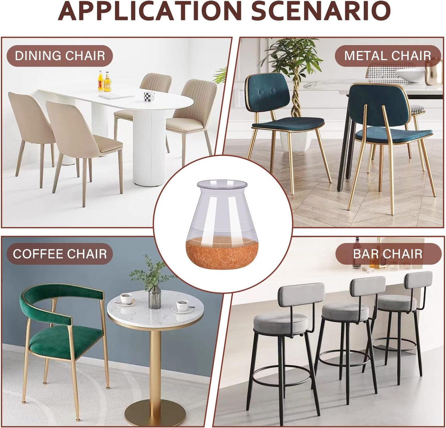 Chair Leg Floor Protectors Chair Leg Protectors for Hardwood Floors Felt Silicone Caps Strengthen Bottom Protection Non Slip Reduce Noise