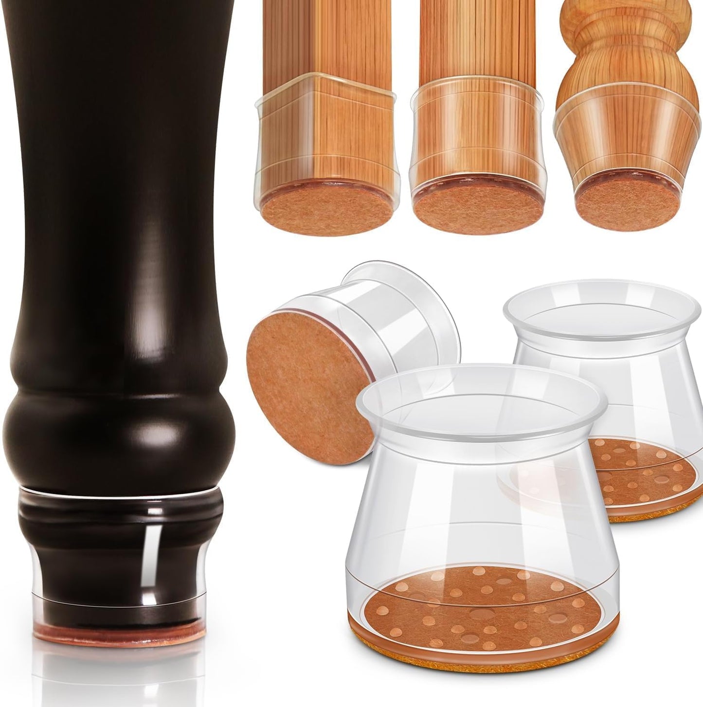 24 pcs Chair Leg Floor Protectors, Furniture Felt Pads Silicone Covers caps for Chairs,Chair Leg Protectors for Hardwood Floors