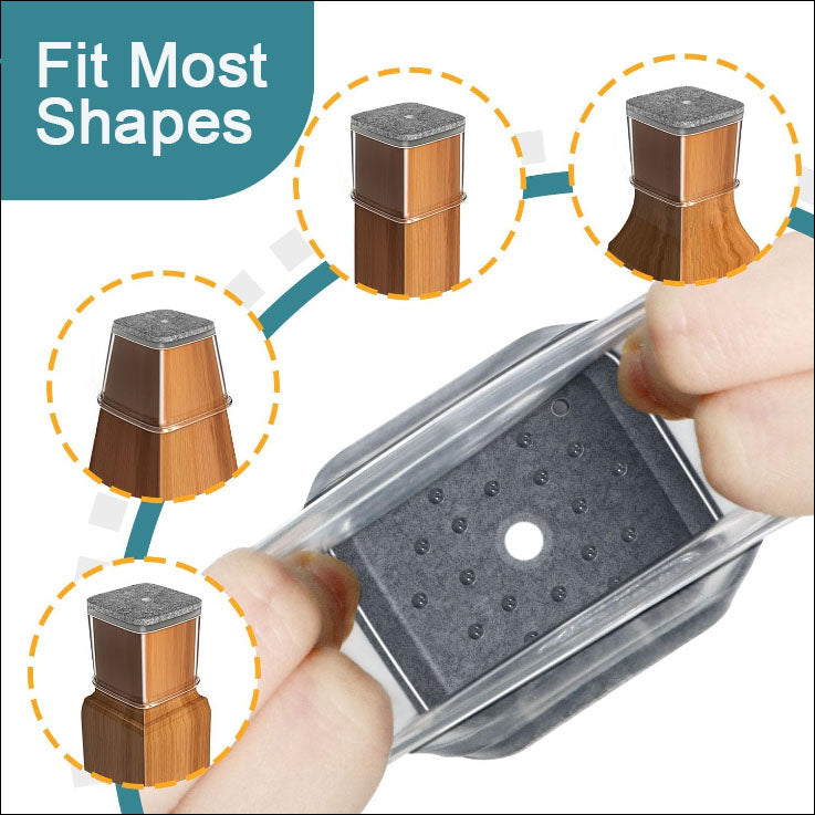24 Pcs Chair Leg Floor Protectors Square, Silicone Felt Furniture Leg Pads Caps Covers for Hardwood Floors