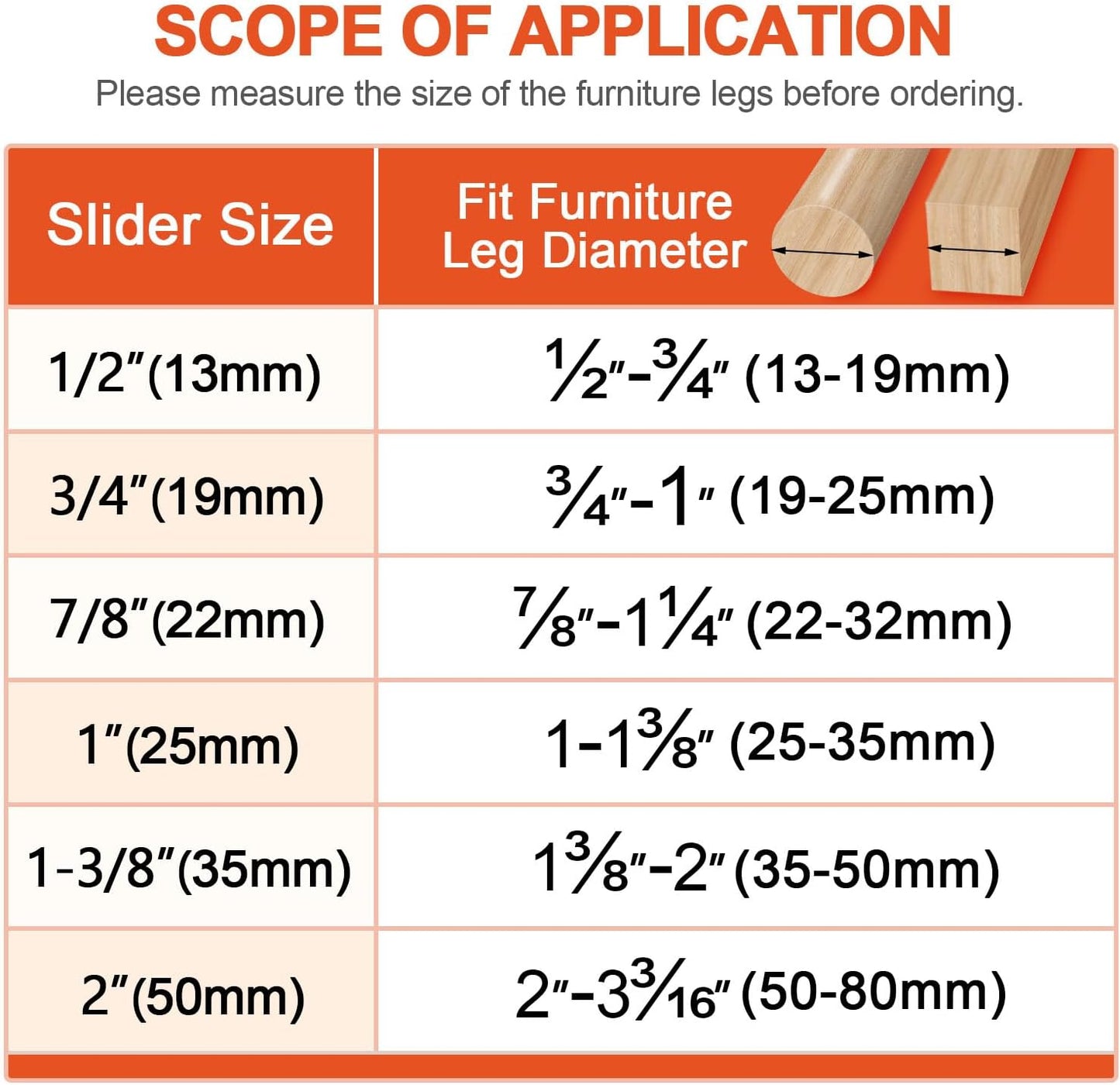 Furniture Sliders 20 PCS, Furniture Moving Sliders with 3M Adhesive for Carpets & Hardwood Floors, Chair Leg Floor Protectors, Move Your Furniture and Kitchen Appliance Easily - Orange