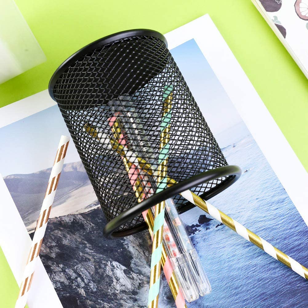 YOESSA Pen Holder Mesh Pencil Holder Metal Pencil Holder for Desk Office Pen Organizer Black