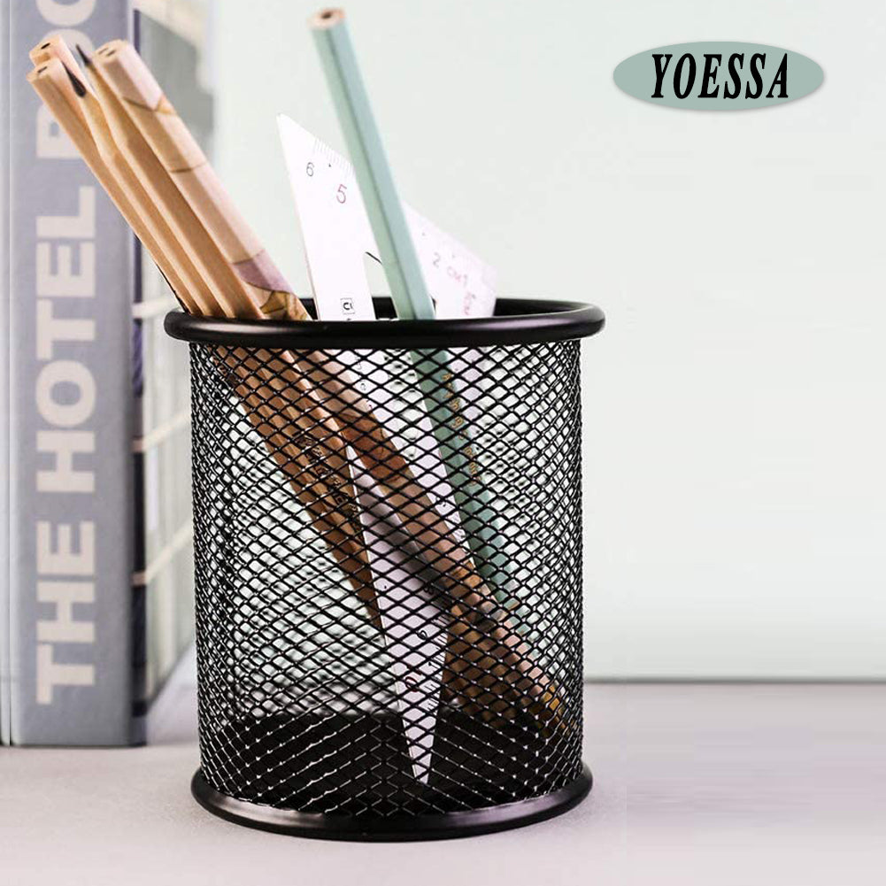 YOESSA Pen Holder Mesh Pencil Holder Metal Pencil Holder for Desk Office Pen Organizer Black